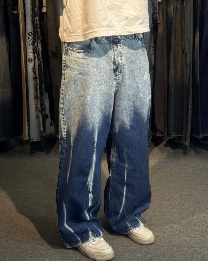 شلوار بگ آبی رادو سفید دیزل