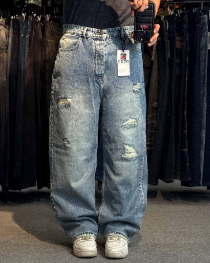 شلوار  بگ  ابی زابدار 194/5