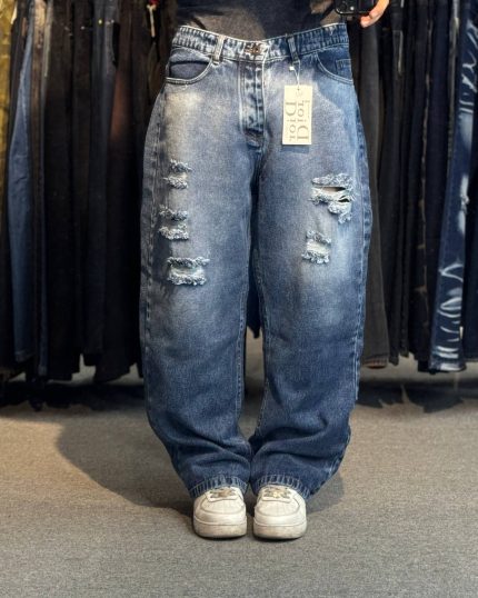 شلوار  بگ  ابی زابدار  کد 94/1