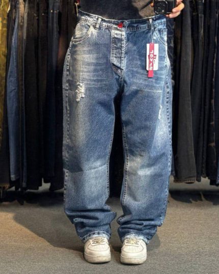 شلوار بگ ابی زابدار 218