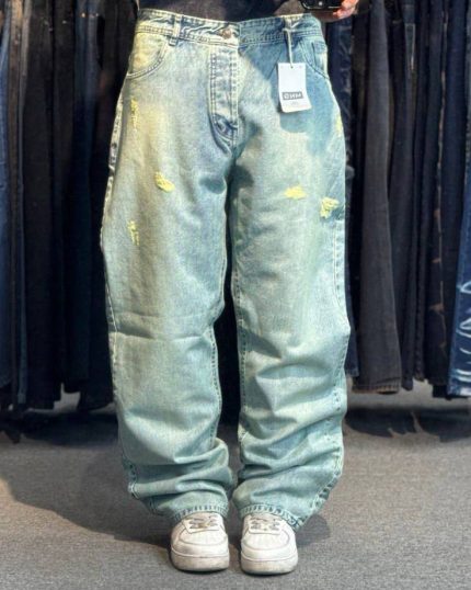 شلوار بگ تینت لیمویی